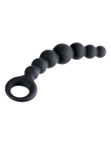 NMC 7 INCH RIBBED SILICONE ANAL BEADS BLACK